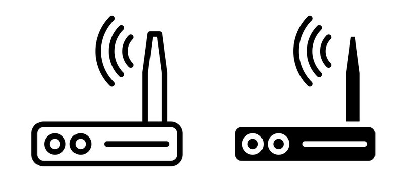 Wifi modem icon in black modern and lines and solid