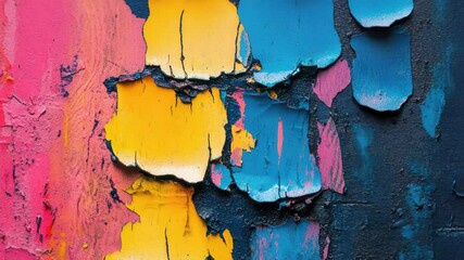 Poster - Close-up view of old wall with peeling paint, potential for use in renovation or restoration scenes