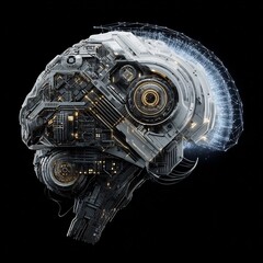 Poster - Intricate Mechanical Brain Render Representing Artificial Intelligence Concepts
