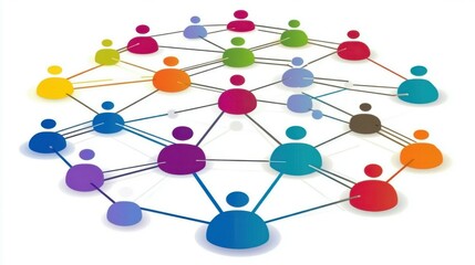 Poster - Global Network Connectivity, colorful business connection of lines from nodes It is connected to endless nodes and represents the innovation of communication cyber security in the networ