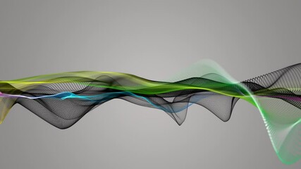 Poster - Fantastic video animation with particle wave object in slow motion and space for text, 4096x2304 loop 4K