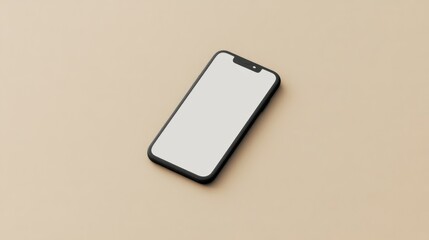 Fototapete - Minimalistic mockup of a modern frameless smartphone with a blank screen, rendered in 3D. This rendering features a sleek and contemporary frameless smartphone design, emphasizing minimalism and funct