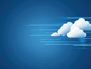 Poster - Digital Cloud Background with Motion Lines for Technology and Conceptual Designs in Vibrant Blue Color