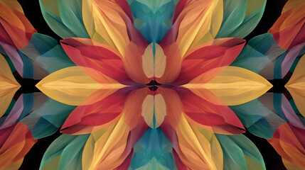 Poster - colorful floral kaleidoscope: a mesmerizing arrangement of vibrantly colored flower petals creating 