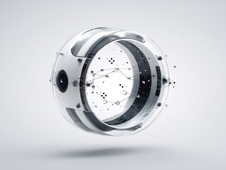 Poster - Complex transparent sphere with internal circuitry floating in a void space