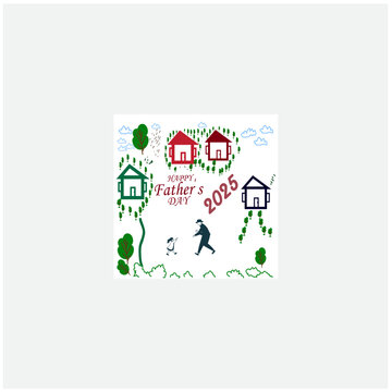 Happy Father's Day and silhouette of father and son vector happy fathers day greeting card Father and Baby vector template