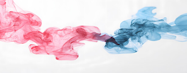 Poster - fluid dynamics: vibrant streams of red and blue fluids intertwine against a clean backdrop, creating