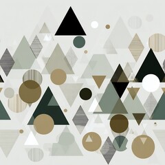 Poster - Geometric harmony: Abstract interplay of shapes in muted earthy color palette