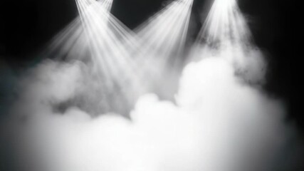 Poster - A black and white image of a stage lit up by spotlights, ideal for use in theater or concert related contexts