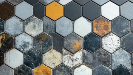 Aufkleber - Close-up shot of a colorful tile design on a floor