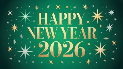 Poster - 2026 Happy New Year text with sparkling stars on a white background created with generative ai	