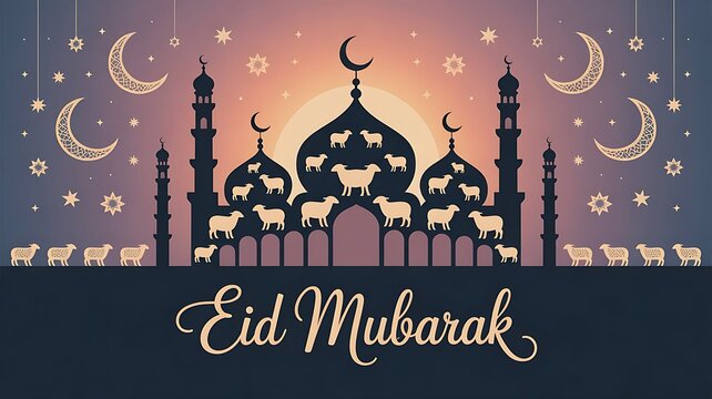 Eid al-Adha, focusing on the themes of sacrifice, gratitude, and divine blessings, templates for poster banner background created with generative ai