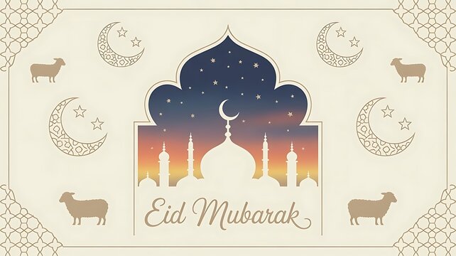 Eid al-Adha, focusing on the themes of sacrifice, gratitude, and divine blessings, templates for poster banner background created with generative ai