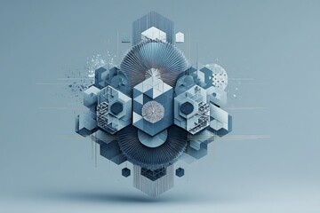 Poster - Geometric abstraction showcasing a complex arrangement of hexagonal elements