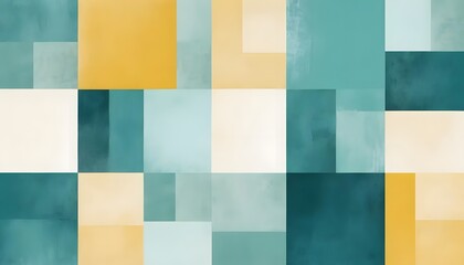 Aufkleber - Abstract background featuring a geometric pattern of squares in shades of blue yellow and white