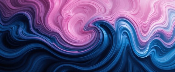 Fototapete - Abstract Swirling Pink and Blue Liquid Marble Texture A Mesmerizing Digital Art Background