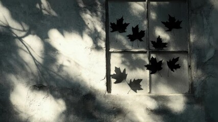 Poster - Leafy patterns on a wall next to a window, creating a natural design