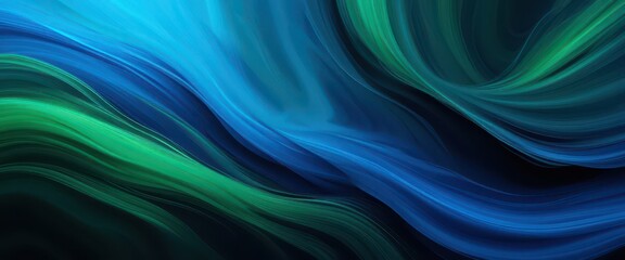 Fototapete - Abstract Swirling Blue and Green Gradient A Lush and Vibrant Digital Art