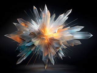 Poster - Complex abstract crystal formation with light bursting from the center