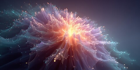 Wall Mural - radiant burst of light, interconnecting geometric forms, glowing