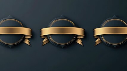 Aufkleber - Gold ribbons on a dark background