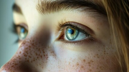 Poster - Close-up shot of an individual's eye featuring freckles