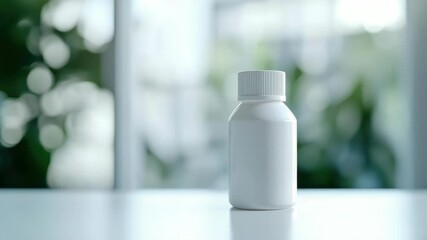 Poster - A white bottle sitting on a table with a simple background