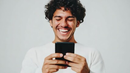 Poster - A person enjoying a funny moment on their mobile device