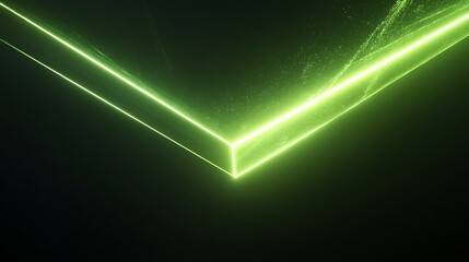 Poster - Luminous junction: Corner of vibrant green light in a dark expanse