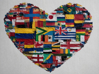 Fototapete - a densely packed, flat arrangement of square flag-like elements in various colors and patterns, form