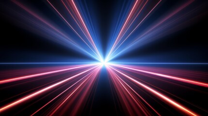 Fototapete - Bright light is shining through a dark sky. The light is blue and red
