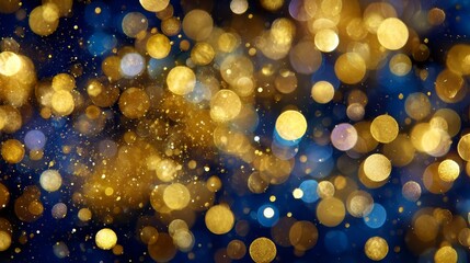Aufkleber - Luxurious glow of golden bokeh enhances the deep navy backdrop, creating a celebratory atmosphere ideal for holiday events and special occasions
