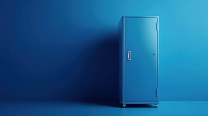 Poster - Cyber security concept and digital data protection with a locker in a blue background created with a generative ai technology.