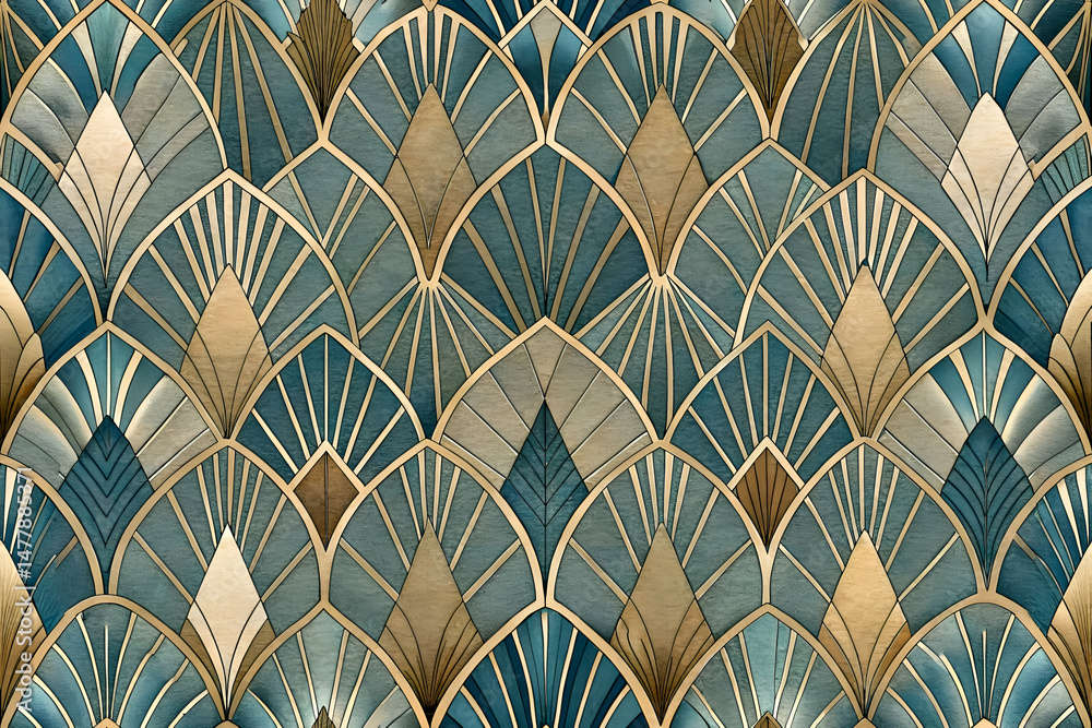 Art Deco Fish Scale Pattern Design. Stock Illustration | Adobe Stock
