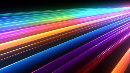 Fototapete - Colorful rainbow is shown in a black background. The rainbow is made up of many different colors, including red, orange, yellow, green, blue, and purple. The colors are arranged in a line