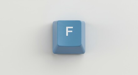 Poster - Isolated blue F keycap on white background
