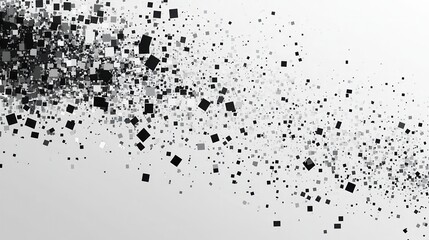 Poster - Pixel mosaic. Pixelated pattern, dispersion grayscale background. Business art gradient, square flying. Halftone matrix, blocks falling recent vector texture illustration , no logos, no brands
