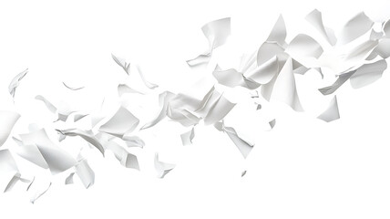 Poster - abstract paper sheets floating against clean white backdrop represents ideas documents and creativit