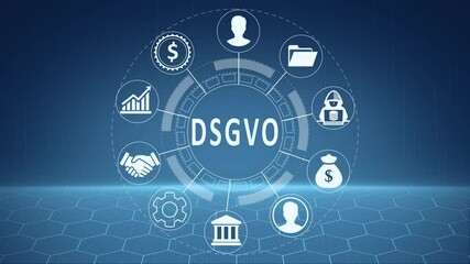 DSGVO inscription, Cybersecurity concept NFT, Non-Fungible Token, metaverse concept background. the future of user experience, journey and technology concept, digital screen interface.