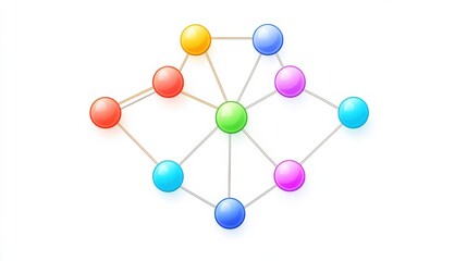 Poster - a connected network, showing the nodes and links in a simple vector icon illustration