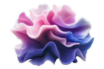 Poster - Abstract 3D Rendered Wavy Flowing Lines Forming an Organic Shape with a Pink to Blue Gradient on Black Background