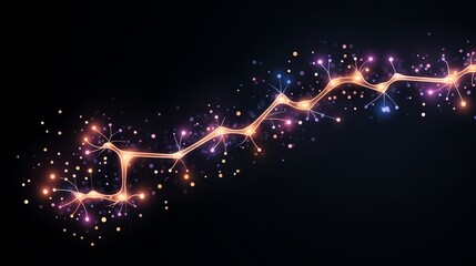 Aufkleber - Long line of colorful lights that are glowing in the dark. The lights are arranged in a way that they look like they are connected to each other. Scene is one of excitement and energy