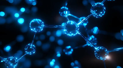 Poster - Glowing Blue Molecular Structure Abstract Background