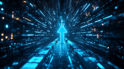 Poster - Digital technology arrow tunnel background for growth future innovation breakthrough success concept