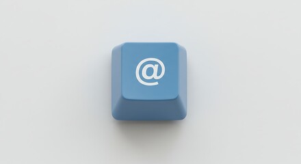 Poster - Blue @ Symbol Keycap on White Background