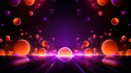 Poster - Purple background with many red and orange spheres. The spheres are scattered all over the background and some are closer to the foreground. The image has a vibrant and energetic feel to it