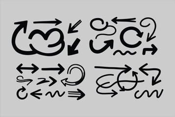 Fototapete - Dynamic Hand Drawn Arrows: Black Vector Set for Creative Projects
