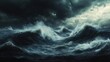 © Dmytro - Rough ocean waves crash under dark storm clouds. Dramatic sea surface, intense sky, foamy peaks and swirling water textures captured during weather turmoil. Generative by AI