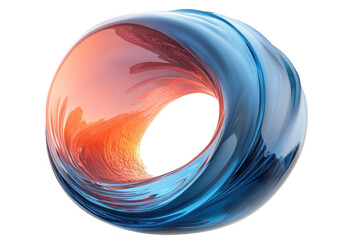 Poster - Abstract Glass Torus with Blue and Orange Texture on Black Background