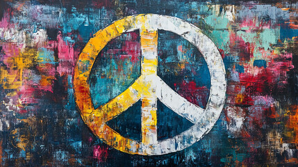 Poster - Peace symbol art painting abstract colorful design expressionism modern contemporary artwork for sale